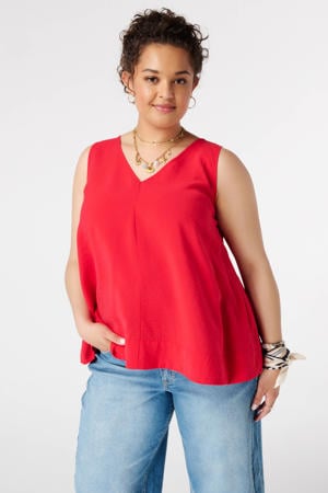 blousetop met open rug Plus Size - rood