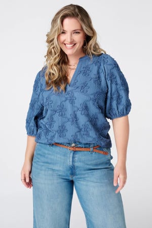 rechtvallend blousetop Plus Size - blauw