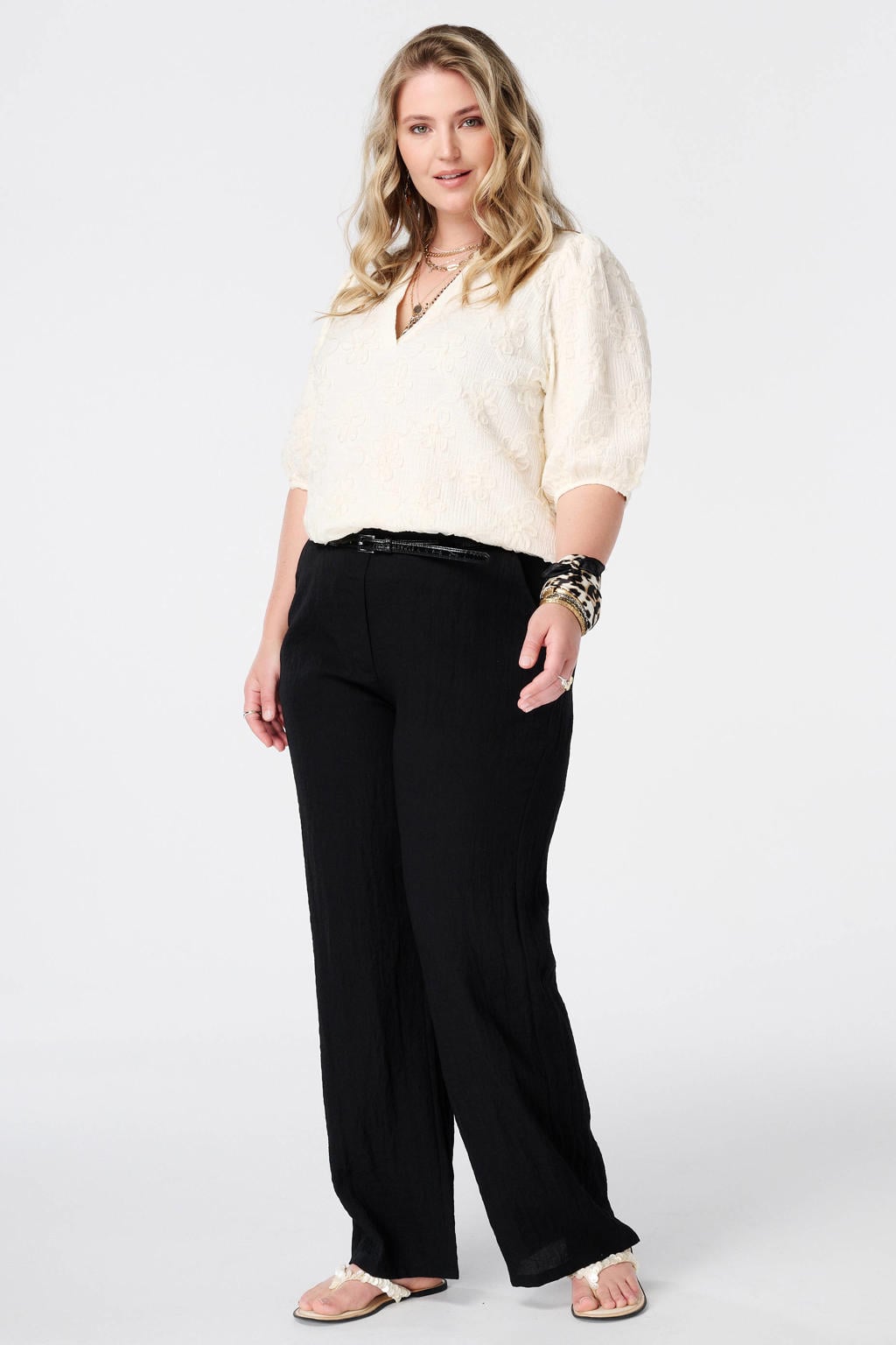 MS Mode rechtvallend blousetop Plus Size - ecru