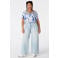 MS Mode rechtvallend T-shirt met print Plus Size - blauw