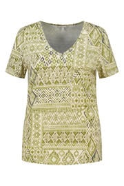 thumbnail: MS Mode rechtvallend T-shirt met print Plus Size - groen