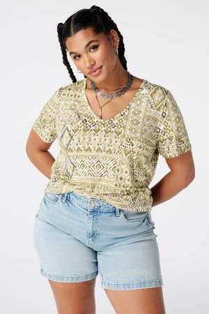 rechtvallend T-shirt met print Plus Size - groen