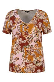 thumbnail: MS Mode rechtvallend T-shirt met print Plus Size - oranje