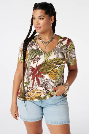 T-shirt met print Plus Size - donkergroen
