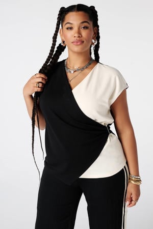 overslagtop Plus Size - zwart