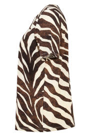 thumbnail: MS Mode T-shirt met zebraprint Plus Size - bruin