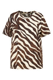 thumbnail: MS Mode T-shirt met zebraprint Plus Size - bruin