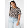 MS Mode T-shirt Plus Size met panterprint - bruin