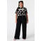 MS Mode T-shirt Plus Size met stippen - zwart
