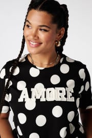 thumbnail: MS Mode T-shirt Plus Size met stippen - zwart