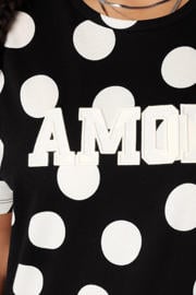 thumbnail: MS Mode T-shirt Plus Size met stippen - zwart