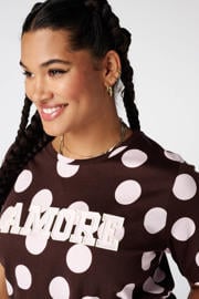 thumbnail: MS Mode T-shirt Plus Size met stippen - bruin