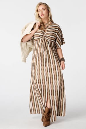 maxi zomerjurk Plus Size met print - kaki