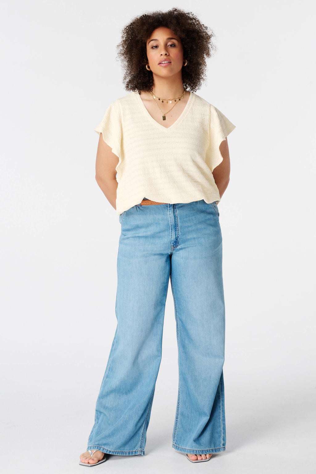 MS Mode aansluitend top met ruches Plus Size - lichtgeel