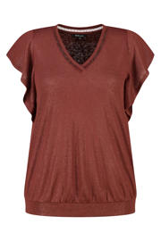thumbnail: MS Mode broderie top met ruches Plus Size - donkerrood