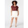 MS Mode broderie top met ruches Plus Size - donkerrood