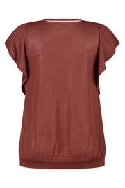 thumbnail: MS Mode broderie top met ruches Plus Size - donkerrood