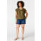 MS Mode broderie top met glitters Plus Size - olijfgroen