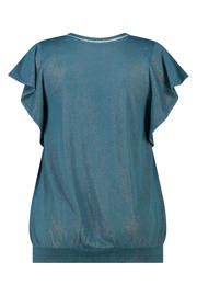 thumbnail: MS Mode broderie top met ruches Plus Size - petrol