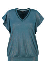 thumbnail: MS Mode broderie top met ruches Plus Size - petrol