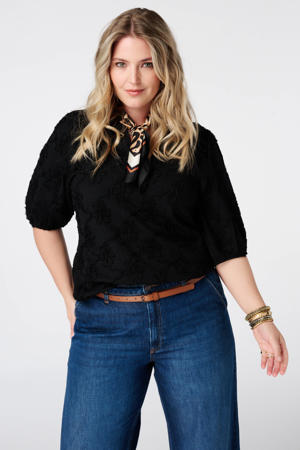 rechtvallend blousetop Plus Size - zwart