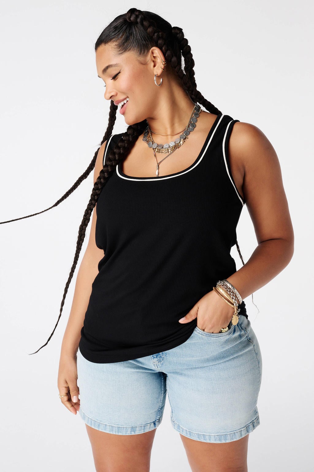 MS Mode aansluitend top Plus Size - zwart
