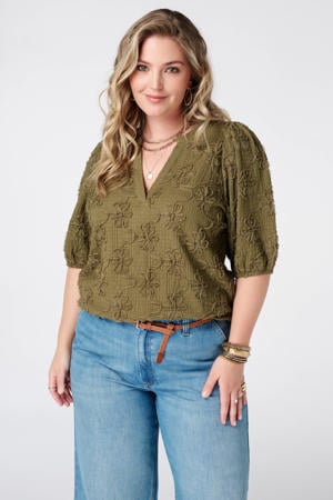 rechtvallend blousetop Plus Size - olijfgroen