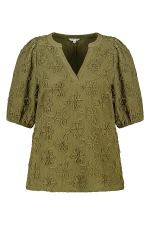 rechtvallend blousetop Plus Size - olijfgroen