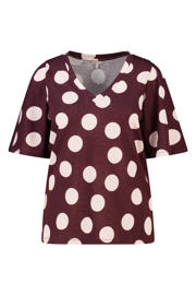 thumbnail: MS Mode blousetop met stippen Plus Size - aubergine