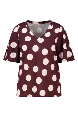 blousetop met stippen Plus Size - aubergine