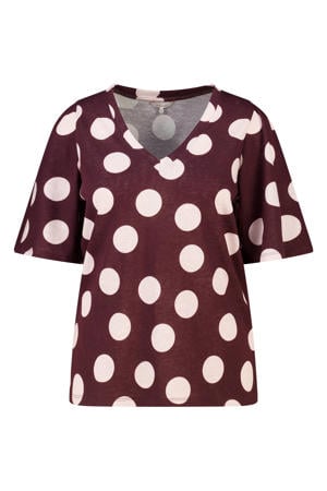blousetop met stippen Plus Size - aubergine