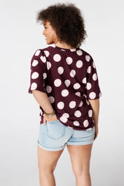 thumbnail: MS Mode blousetop met stippen Plus Size - aubergine