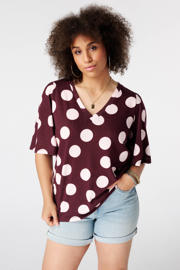 thumbnail: MS Mode blousetop met stippen Plus Size - aubergine