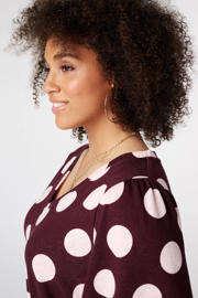thumbnail: MS Mode blousetop met stippen Plus Size - aubergine
