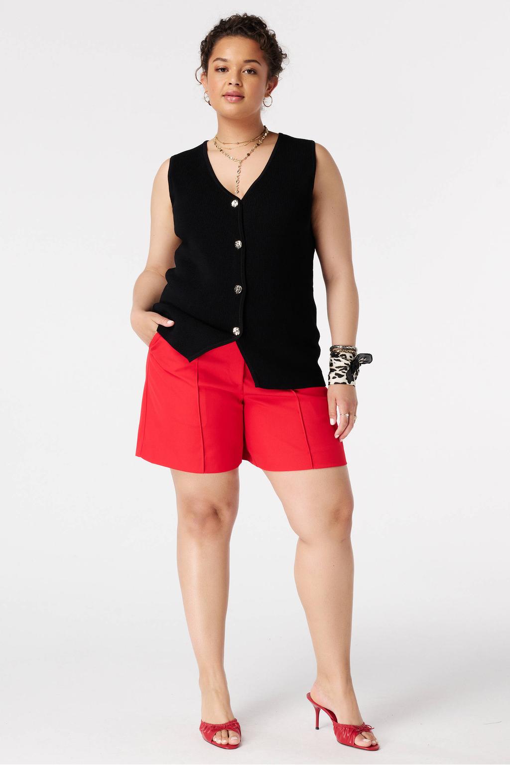 Zwarte dames MS Mode top Plus Size van viscose met effen