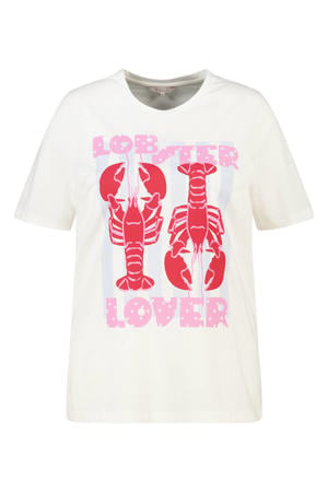 rechtvallend T-shirt Plus Size met print - wit