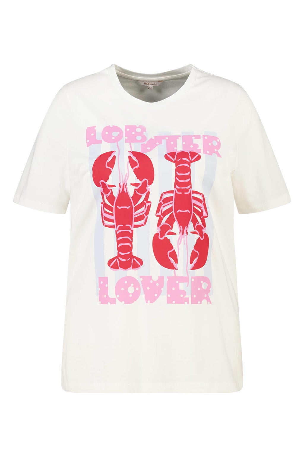MS Mode rechtvallend T-shirt Plus Size met print - wit