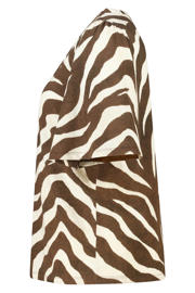 thumbnail: MS Mode blousetop met zebraprint, Plus Size - donkerbruin