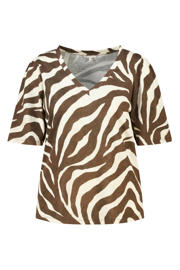 thumbnail: MS Mode blousetop met zebraprint, Plus Size - donkerbruin