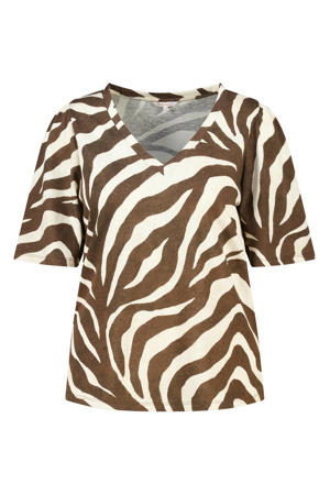 blousetop met zebraprint, Plus Size - donkerbruin