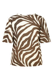 thumbnail: MS Mode blousetop met zebraprint, Plus Size - donkerbruin