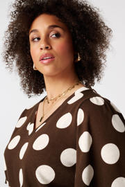 thumbnail: MS Mode blousetop Plus Size met stippen - donkerbruin