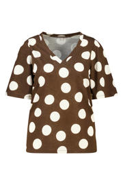 thumbnail: MS Mode blousetop Plus Size met stippen - donkerbruin