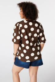 thumbnail: MS Mode blousetop Plus Size met stippen - donkerbruin
