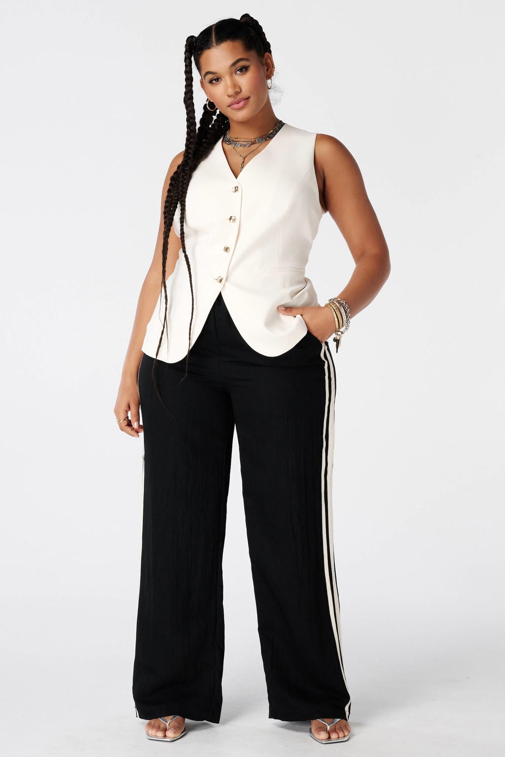 MS Mode regular fit broek Plus Size - zwart