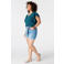 MS Mode aansluitend top met ruches Plus Size - petrol