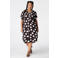 MS Mode viscose zomerjurk met plooien en stippen Plus Size - bruin