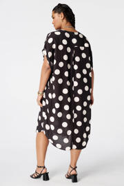 thumbnail: MS Mode viscose zomerjurk met plooien en stippen Plus Size - bruin