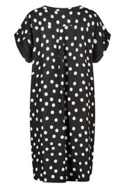 thumbnail: MS Mode viscose zomerjurk met plooien en stippen Plus Size - bruin