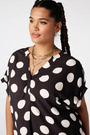 thumbnail: MS Mode viscose zomerjurk met plooien en stippen Plus Size - bruin
